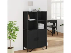 Aparador alto madera ingeniería negro 79,5x35,5x137,5 cm