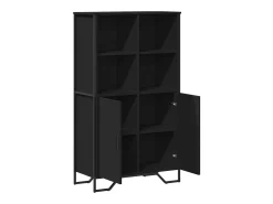 Aparador alto madera ingeniería negro 79,5x35,5x137,5 cm