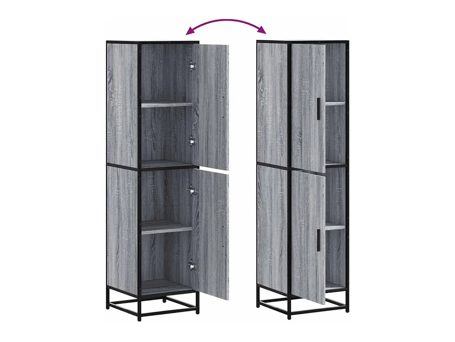 Aparador alto madera ingeniería metal gris sonoma 35,5x35x13 cm