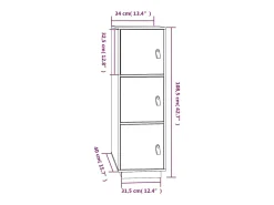 Aparador alto madera maciza de pino blanco 34x40x108,5 cm