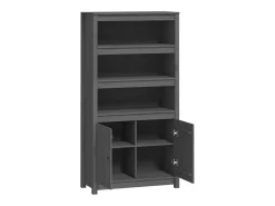 Aparador alto madera maciza de pino gris 80x35x154 cm