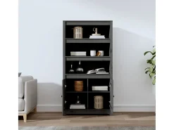 Aparador alto madera maciza de pino gris 80x35x154 cm ES55799