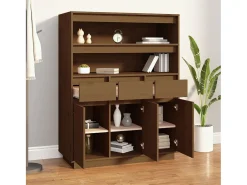 Aparador alto madera maciza de pino marrón miel 89x40x116,5 cm