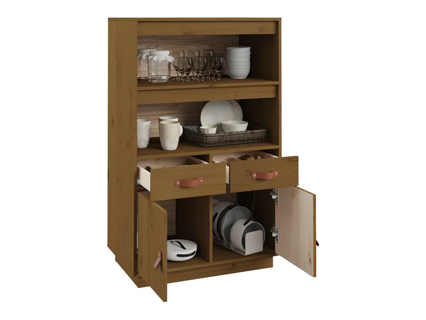 Aparador alto Marrón miel 67x40x108,5 cm Madera maciza de pino