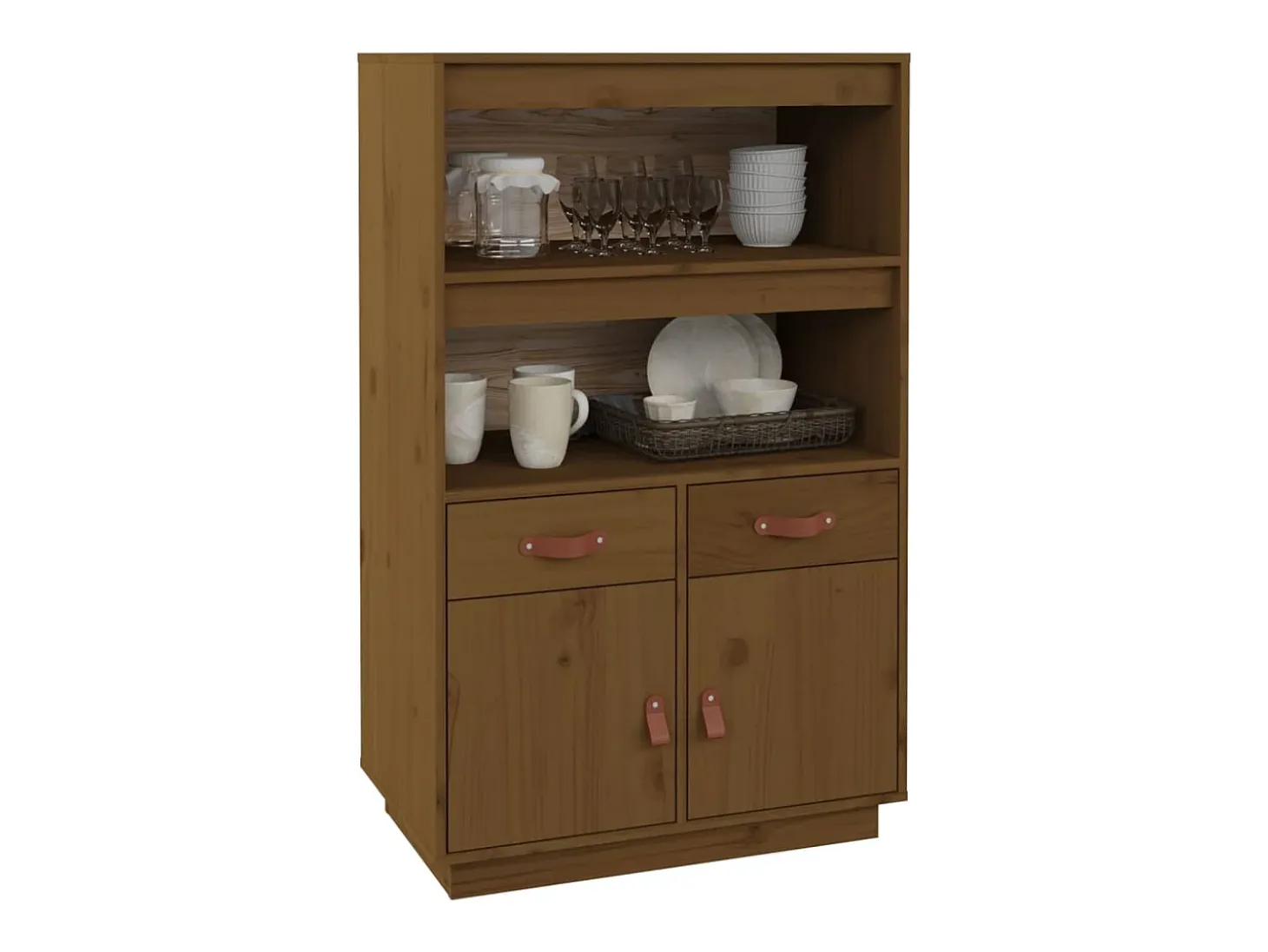 Aparador alto Marrón miel 67x40x108,5 cm Madera maciza de pino