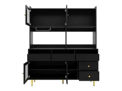 Aparador alto moderno - MDF - almacenamiento de varios niveles - Negro