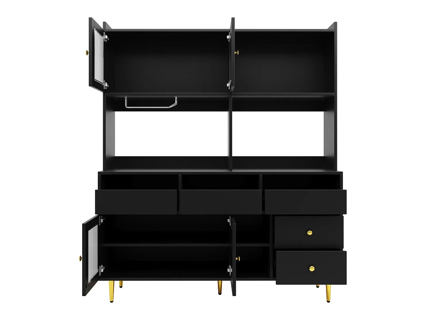 Aparador alto moderno - MDF - almacenamiento de varios niveles - Negro