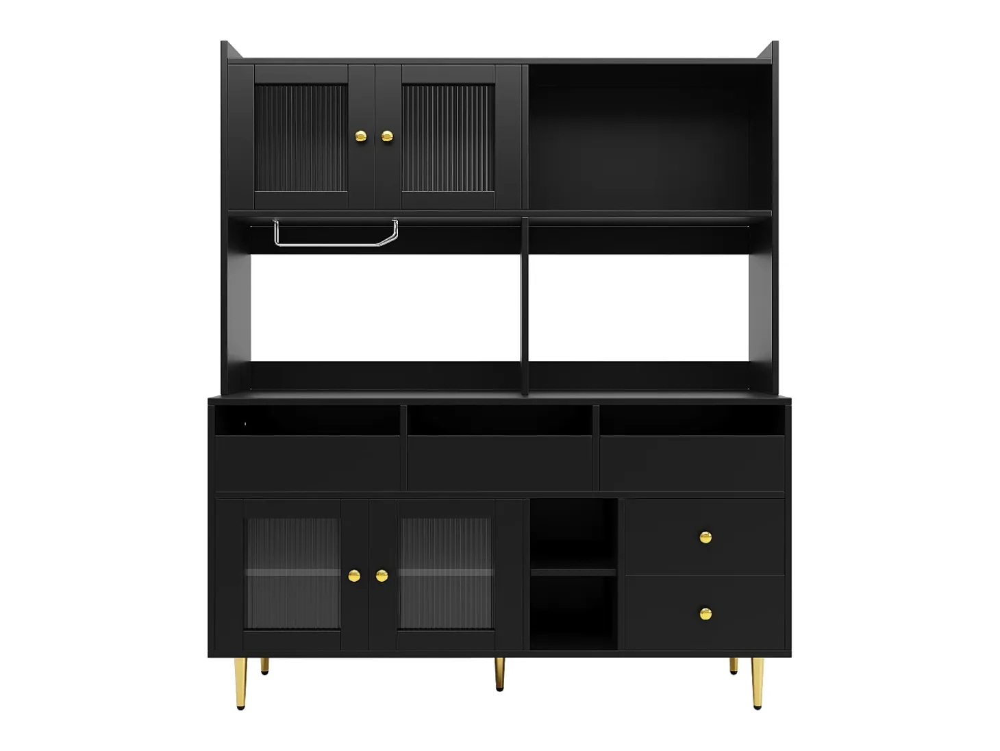 Aparador alto moderno - MDF - almacenamiento de varios niveles - Negro