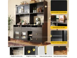 Aparador alto moderno - MDF - almacenamiento de varios niveles - Negro
