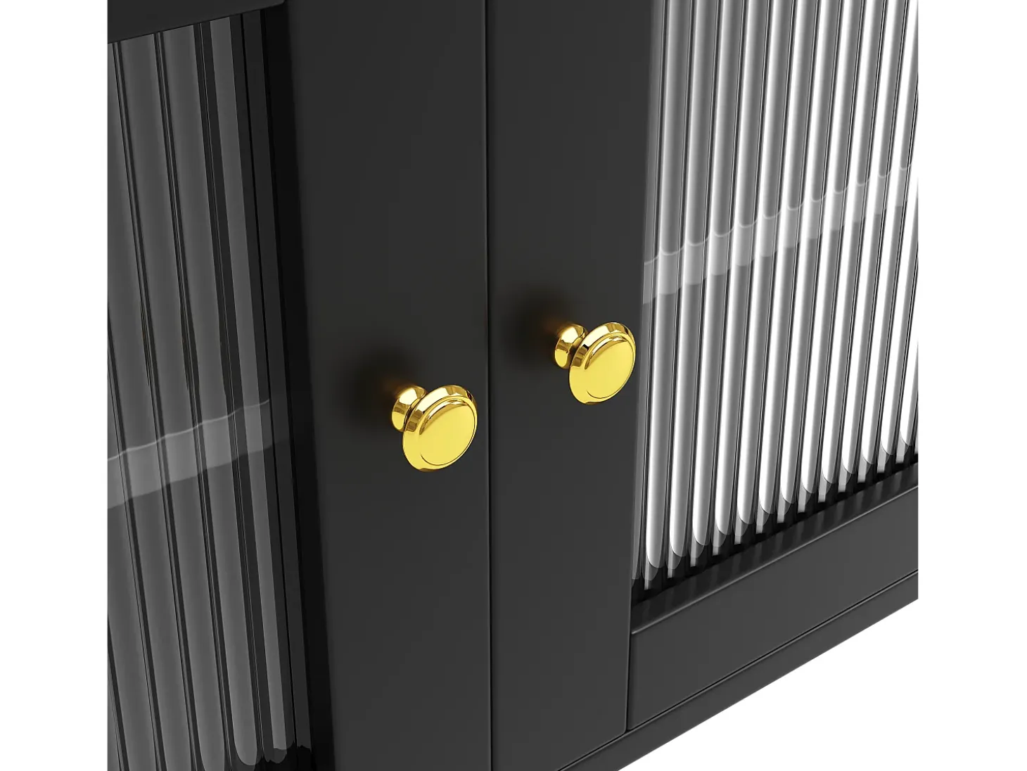 Aparador alto moderno - MDF - almacenamiento de varios niveles - Negro
