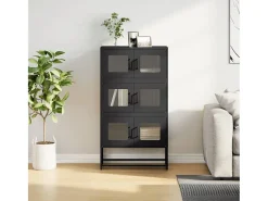Aparador alto negro 68x39x123 cm acero
