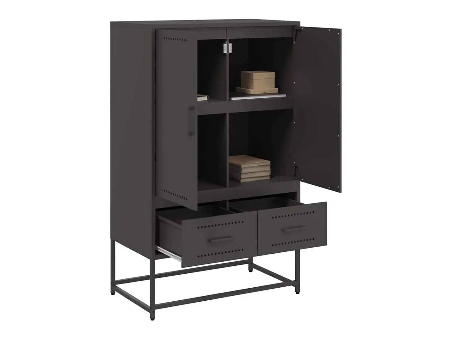 Aparador alto negro 68x39x111,5 cm acero
