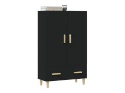 Aparador alto negro 70x31x115 cm madera contrachapada