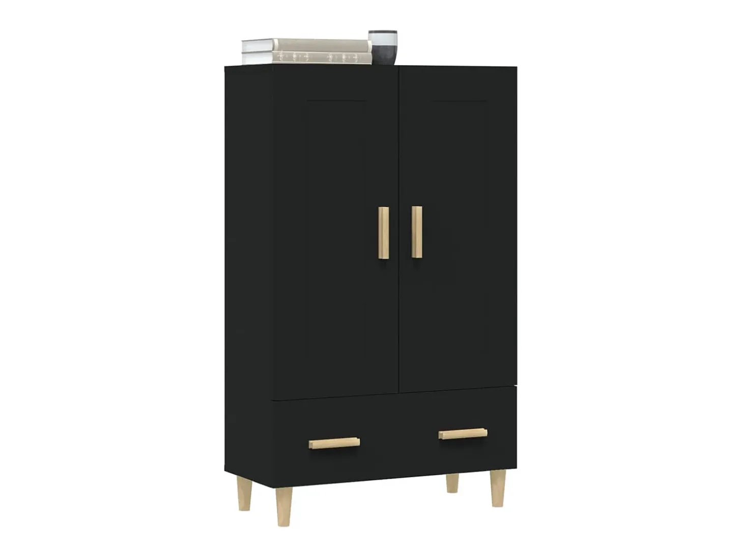 Aparador alto negro 70x31x115 cm madera contrachapada