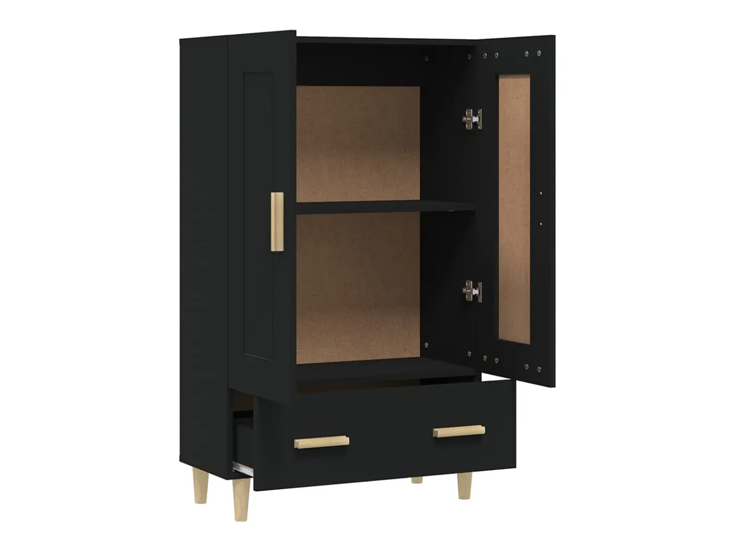 Aparador alto negro 70x31x115 cm madera contrachapada
