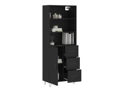 Aparador alto negro 69,5x34x180 cm Madera contrachapada