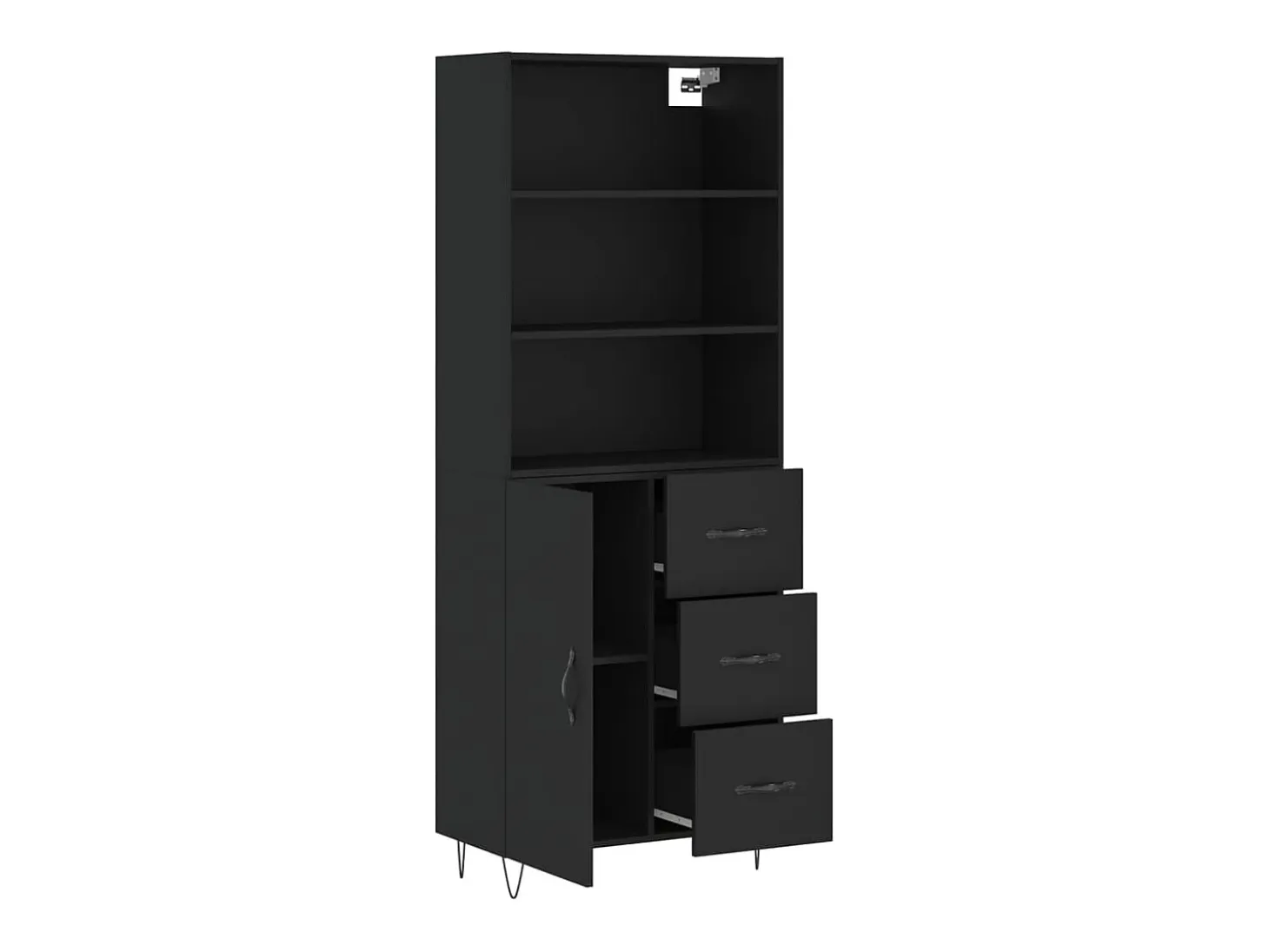 Aparador alto negro 69,5x34x180 cm Madera contrachapada