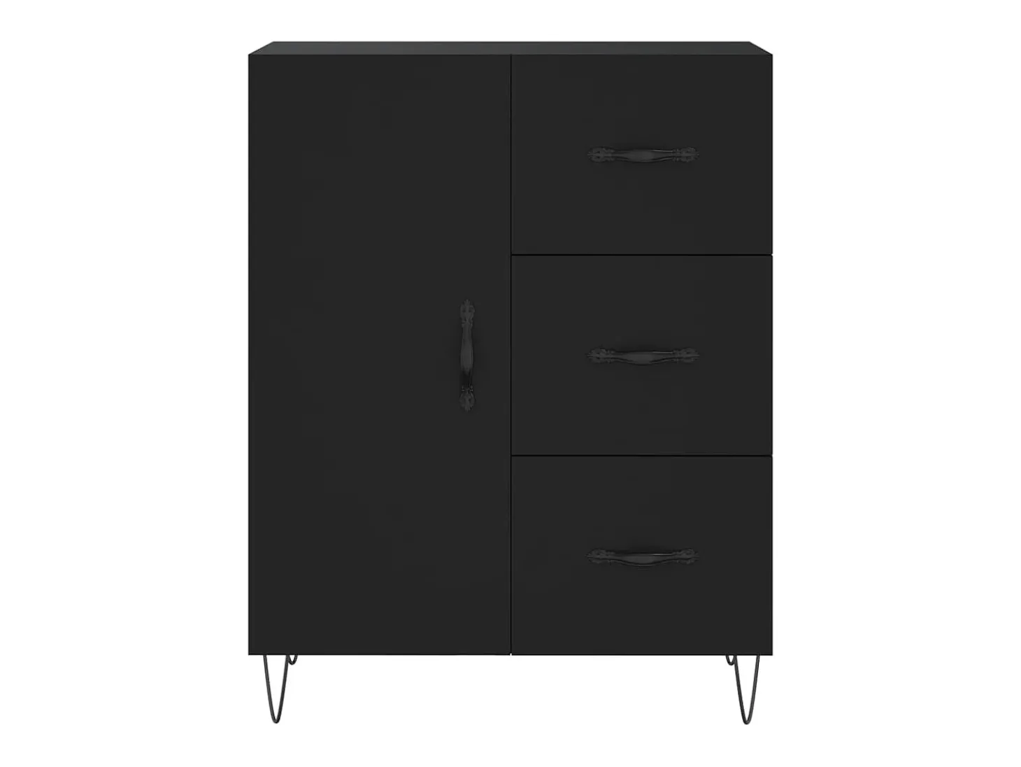 Aparador alto negro 69,5x34x180 cm Madera contrachapada