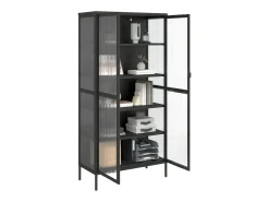 Aparador alto negro 85x40x180 cm cristal y acero