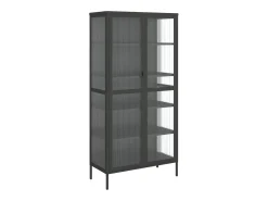 Aparador alto negro 85x40x180 cm cristal y acero