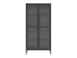 Aparador alto negro 85x40x180 cm cristal y acero