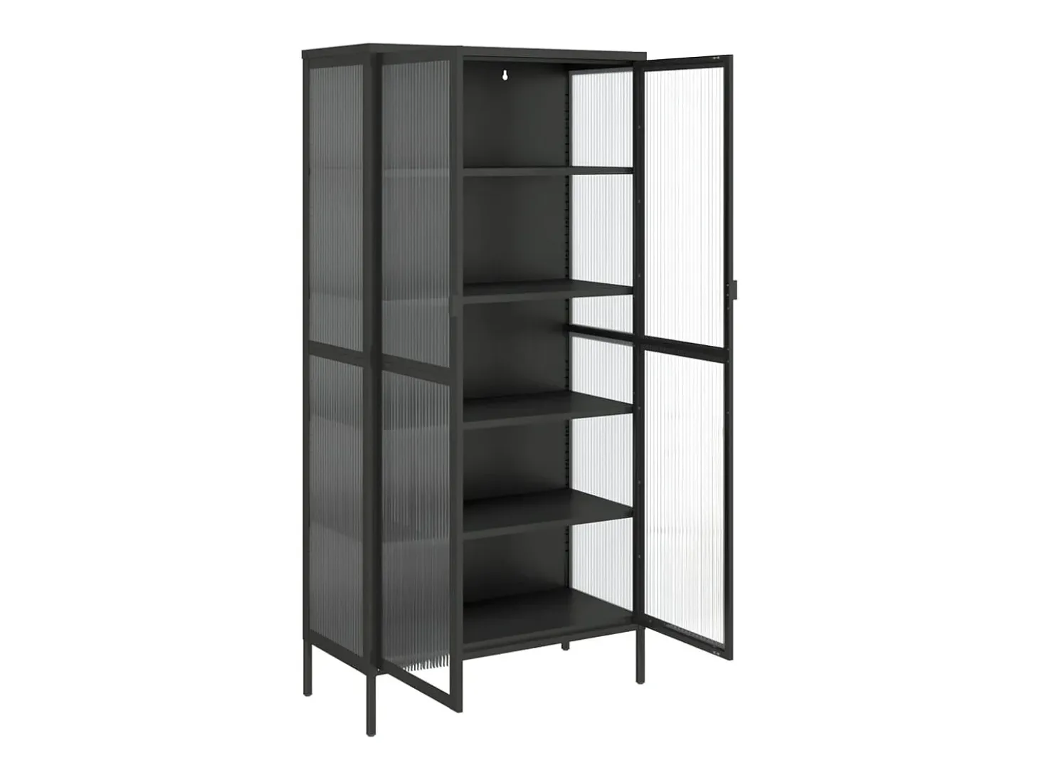 Aparador alto negro 85x40x180 cm cristal y acero