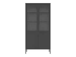 Aparador alto negro 90x40x180 cm cristal y acero