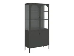 Aparador alto negro 90x40x180 cm cristal y acero