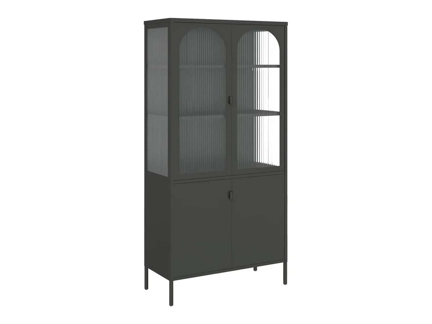 Aparador alto negro 90x40x180 cm cristal y acero