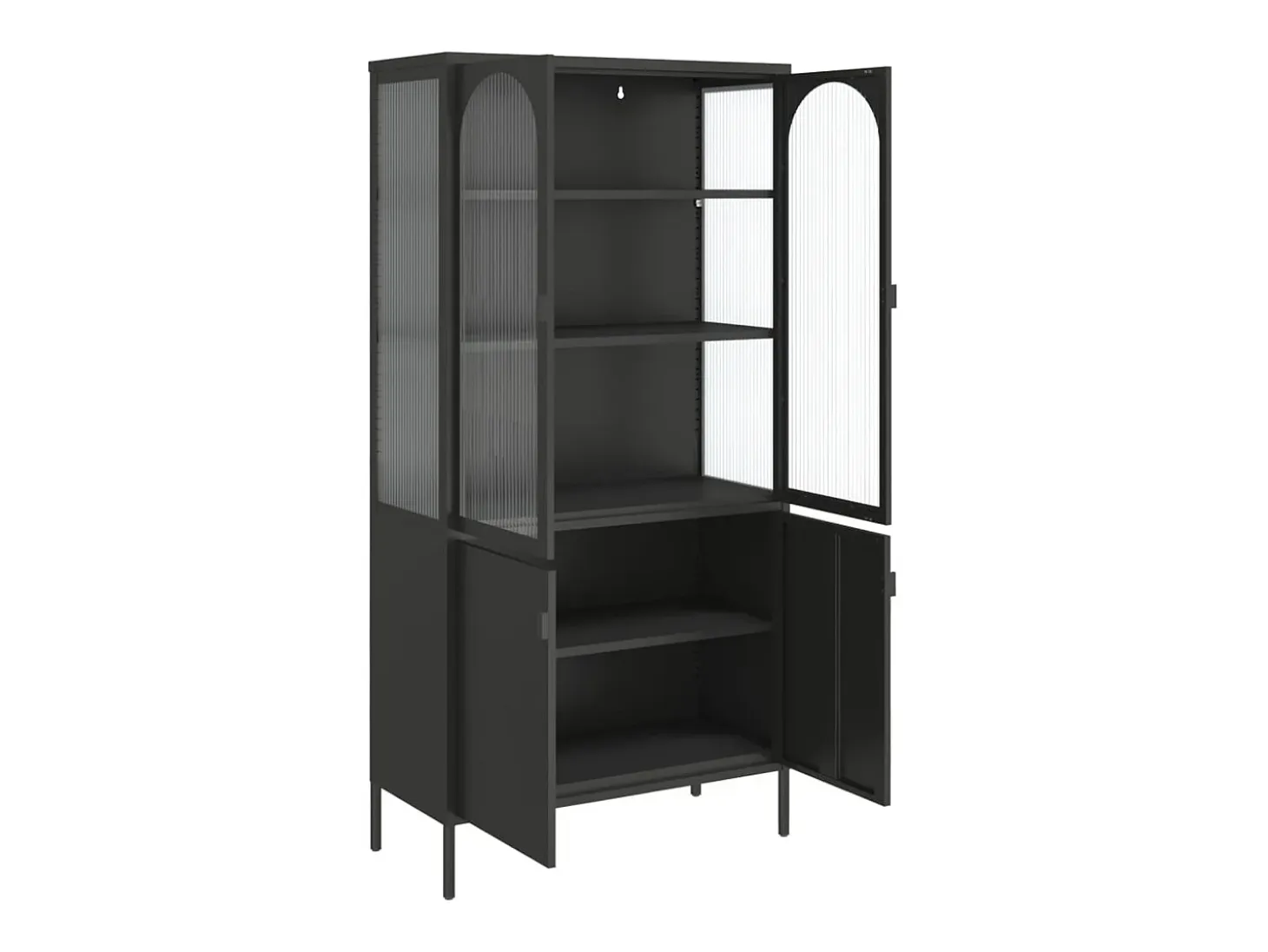 Aparador alto negro 90x40x180 cm cristal y acero