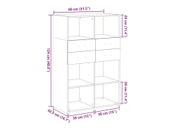 Aparador alto negro 80x42,5x124 cm madera contrachapada
