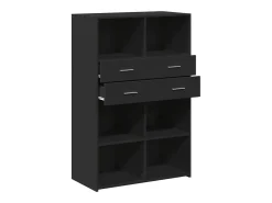 Aparador alto negro 80x42,5x124 cm madera contrachapada