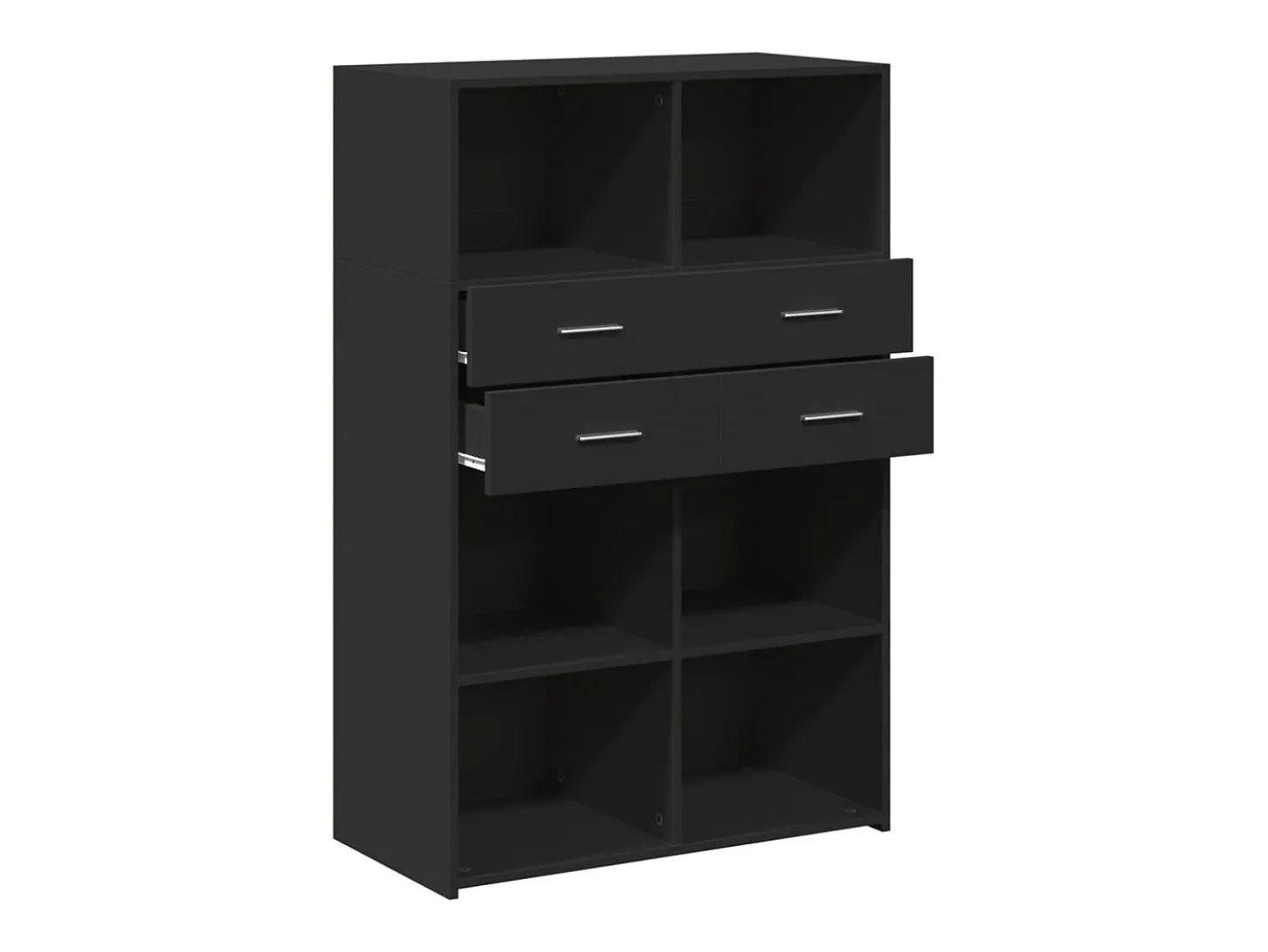 Aparador alto negro 80x42,5x124 cm madera contrachapada