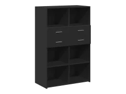 Aparador alto negro 80x42,5x124 cm madera contrachapada