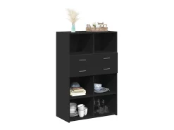 Aparador alto negro 80x42,5x124 cm madera contrachapada