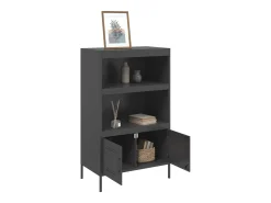 Aparador alto negro 68x39x113 cm acero