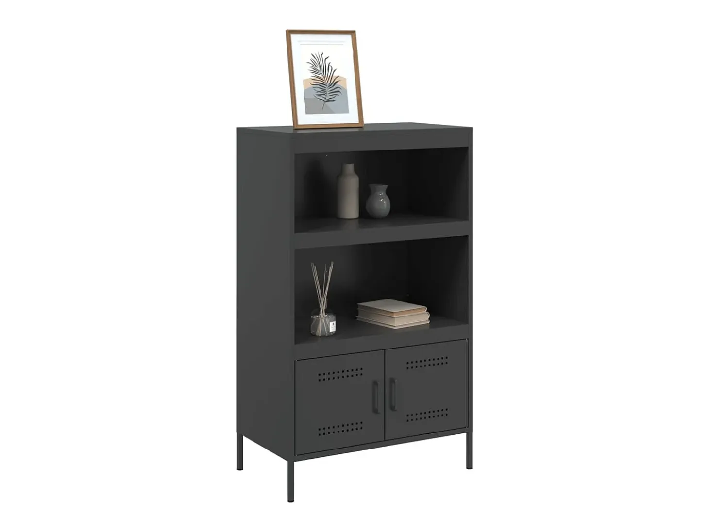 Aparador alto negro 68x39x113 cm acero