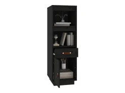 Aparador alto Negro 34x40x108,5 cm Madera maciza de pino
