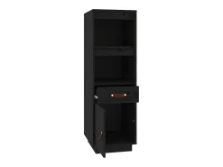 Aparador alto Negro 34x40x108,5 cm Madera maciza de pino