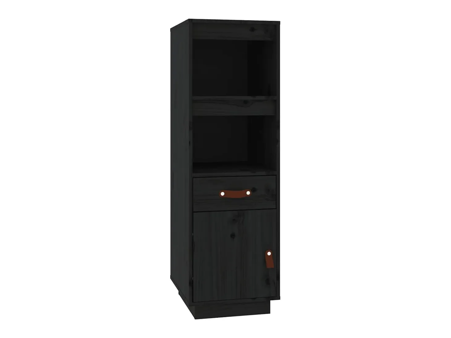 Aparador alto Negro 34x40x108,5 cm Madera maciza de pino