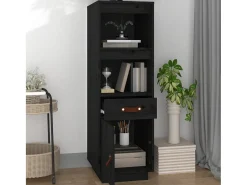 Aparador alto Negro 34x40x108,5 cm Madera maciza de pino