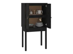 Aparador alto Negro 60x40x120 cm Madera maciza de pino