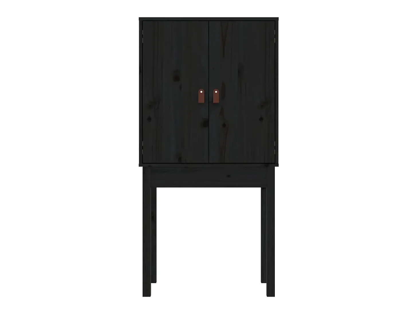 Aparador alto Negro 60x40x120 cm Madera maciza de pino