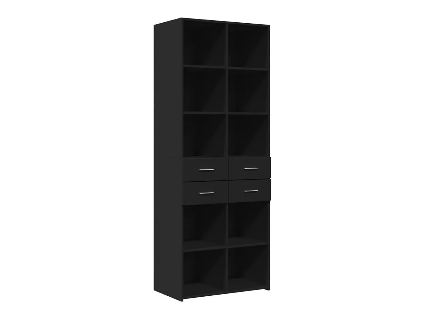 Aparador alto negro 70x42,5x185 cm madera contrachapada