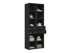 Aparador alto negro 70x42,5x185 cm madera contrachapada