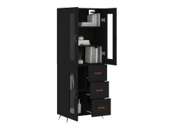 Aparador alto negro 69,5x34x180 cm Madera contrachapada