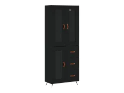 Aparador alto negro 69,5x34x180 cm Madera contrachapada