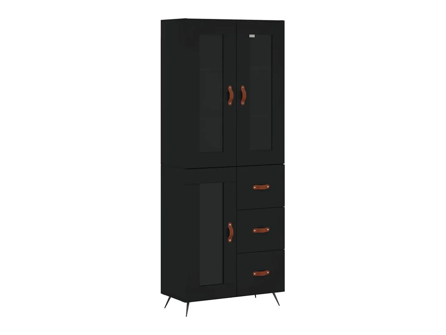 Aparador alto negro 69,5x34x180 cm Madera contrachapada