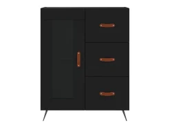 Aparador alto negro 69,5x34x180 cm Madera contrachapada