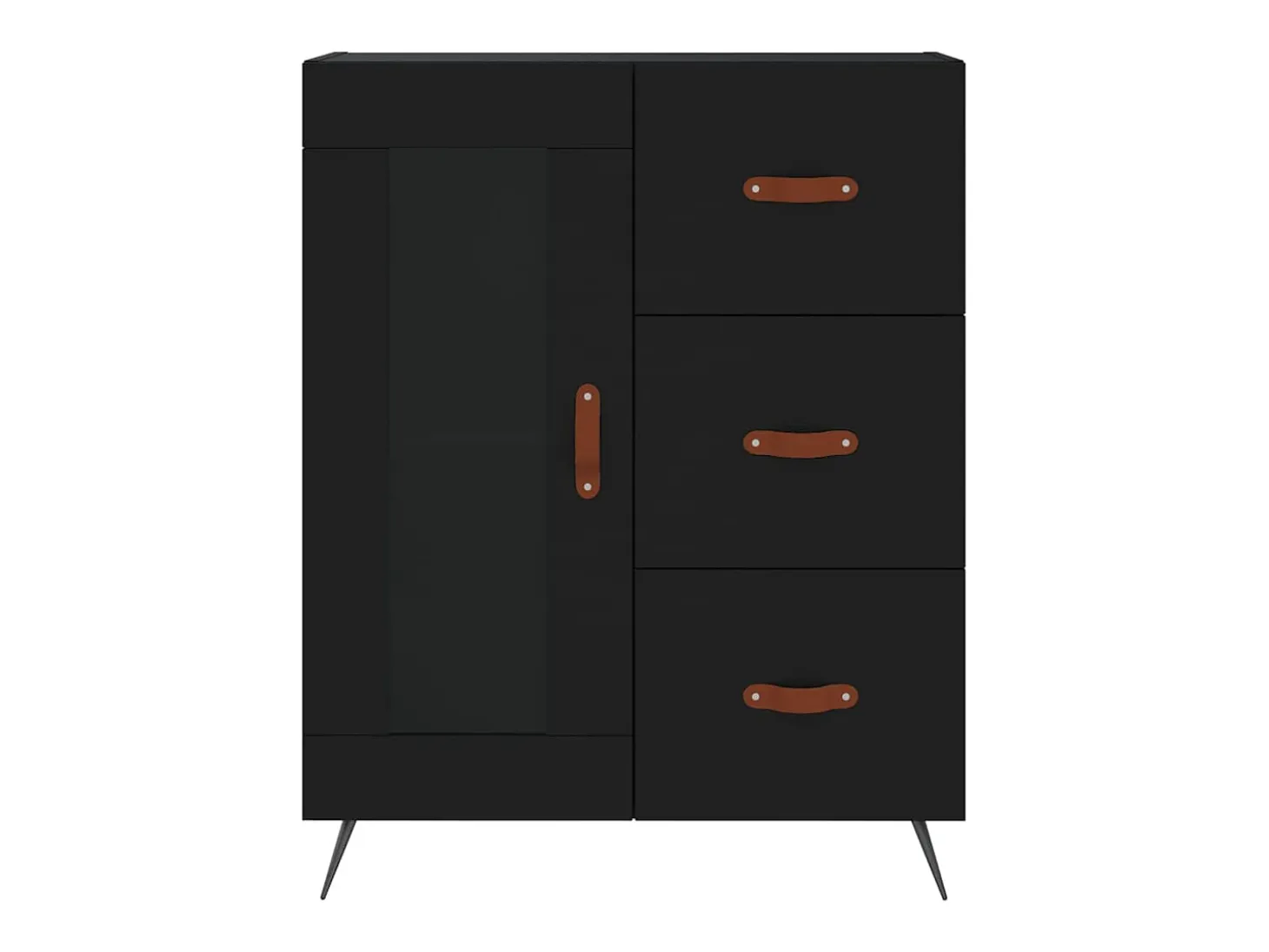 Aparador alto negro 69,5x34x180 cm Madera contrachapada
